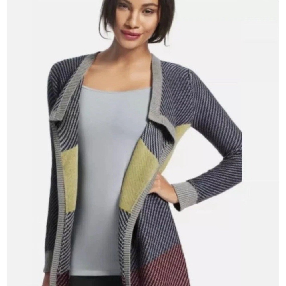 Cabi Open Blanket Cardigan Women's XS‎ Colorblock Style 497 Knit Cozy Fall
